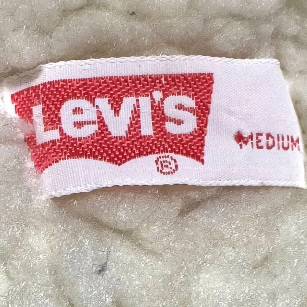 Levi's Sherpa Lined Corduroy Vest Vintage 70s Made in USA Tan Cream Medium